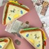 Creative Cartoon Sandwich Plush Coin Purse Fun Food Keychain For Kids Soft Storage