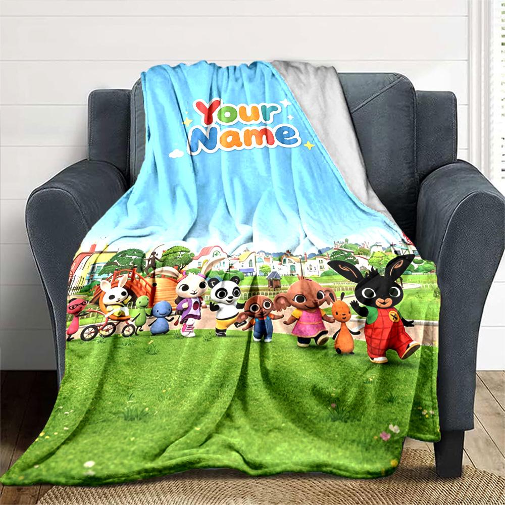 Name Custom Bing Print Flannel Blanket High Quality Warm Comfortable Cover for All Seasons Perfect for Gifts Home Decor