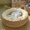Four Seasons Cat Bed Woven Removable Upholstery Sleeping House Cat Scratch Floor Rattan Washable Cats Pet Products Accessories
