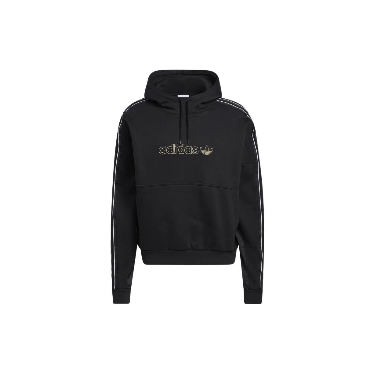 Adidas Originals Trefoil Stripe Pullover Hoodie Casual Daily Sweatshirt Men Black H31284 L