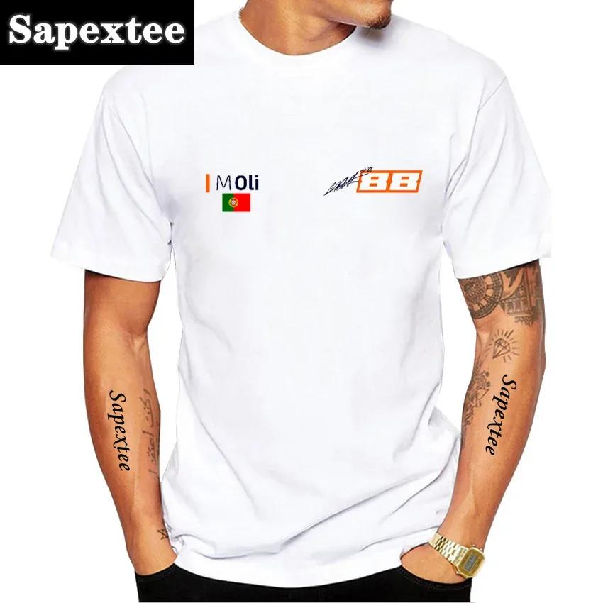 Ny sommar herr kortärmad 2025 Miguel Oliveira 88 Rider T-shirt Moto Sport Pojke Casual T-shirts Motorcykelåkning Vita Toppar