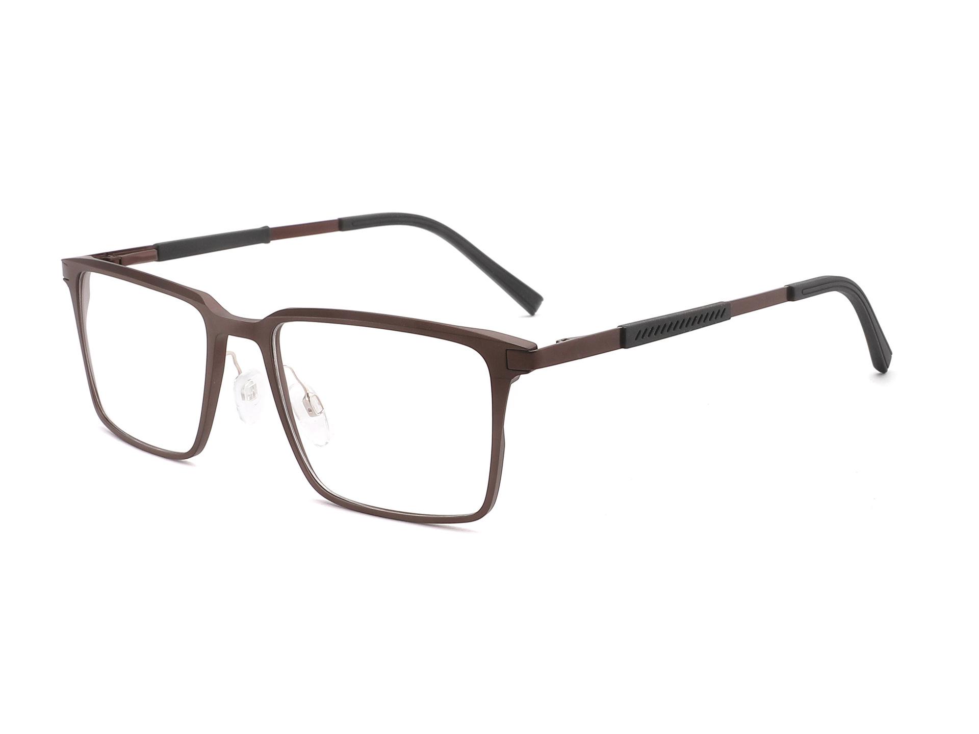 

Ultralight Aluminum-Magnesium Square Eyeglass Frames for Men - Business Casual Fashion, Large Face Fit, Myopia-Friendly Plano Lenses