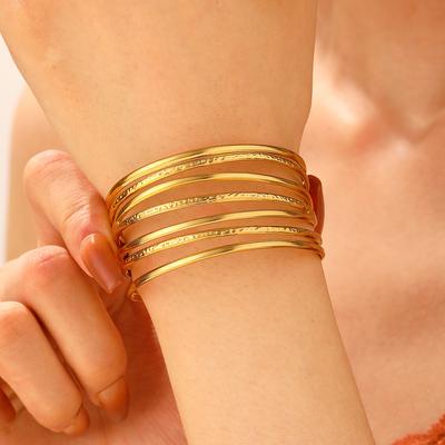 New Titanium Steel Bracelet 18k Gold Adjustable Stainless Steel Bracelet Advanced Sense Open Bracelet Metal Sense