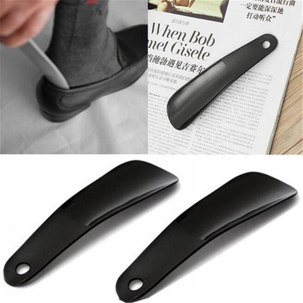 1/4 pz 16 cm Plastica Nera Cucchiaio Calzascarpe Forma a Cucchiaio Calzascarpe Sollevascarpe Flessibile Robusto Antiscivolo da Viaggio Portatile Mini Calzascarpe Pigri