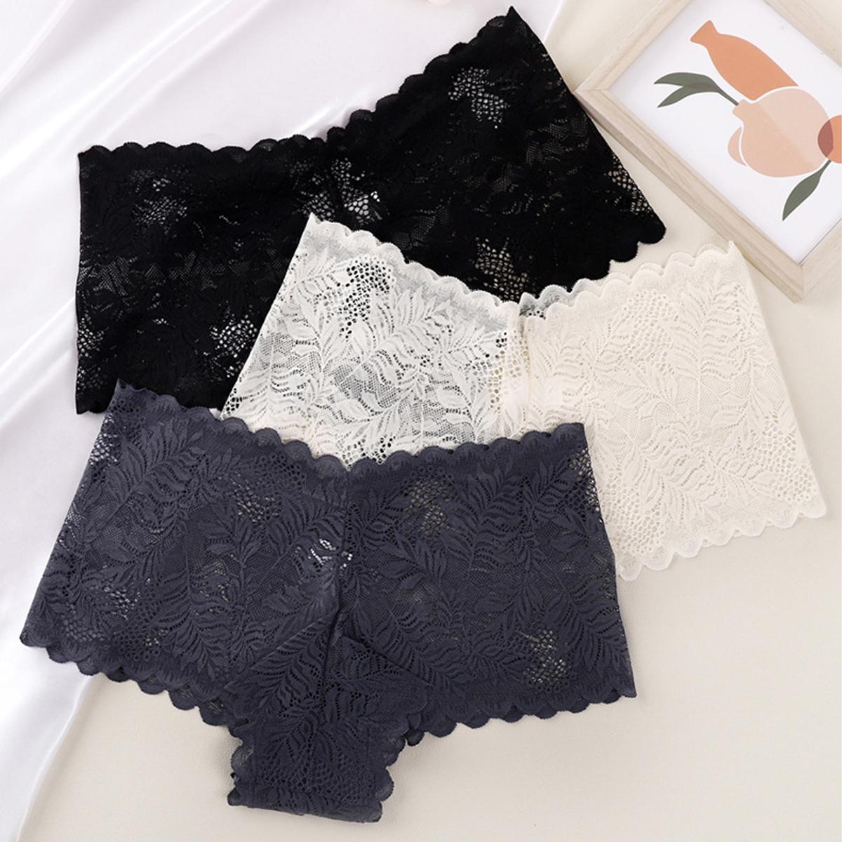3 шт. Сексуальное женское нижнее белье, шорты с V-образным вырезом, женское нижнее белье, легкие, мягкие, кружевные, трусики с высокой талией S