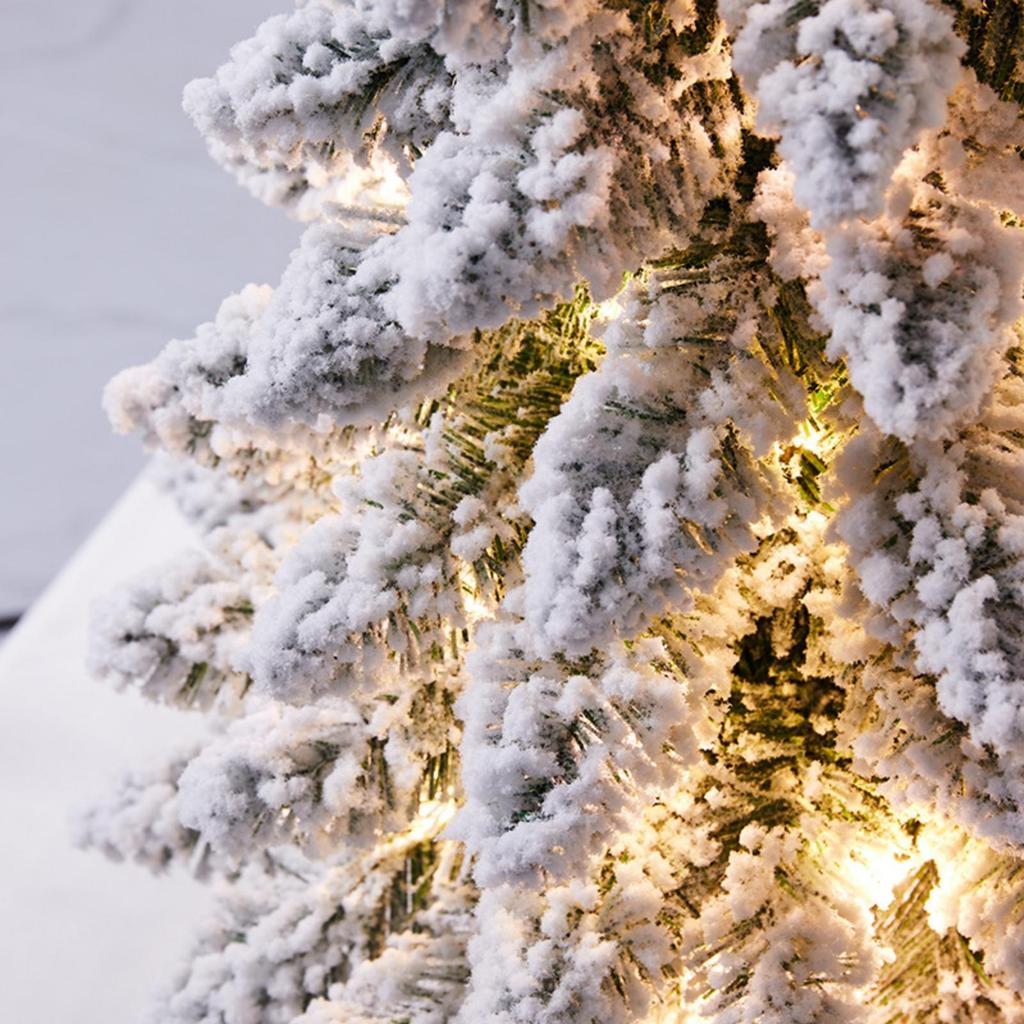 1 Prelit Tabletop Christmas Tree Snow Flocked Christmas Tree with Led Lights Wood Base Mini Xmas Pine Tree for Table Desk Home Christmas Decor