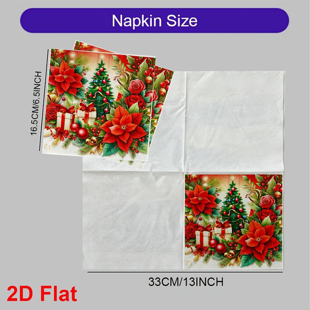 20pcs Disposable Napkins with Santa Claus, Christmas Tree Print for Wedding,Parties,and Daily Use for Thanksgiving Fall Christmas Table Decoration