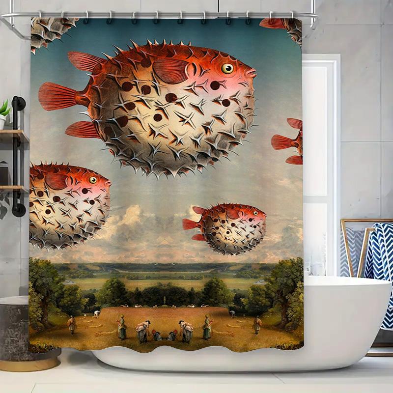 

Bathroom Decor Shower Curtain featuring surreal underwater creatures large size for a modern touch in your home Add some whimsy 90x180cm