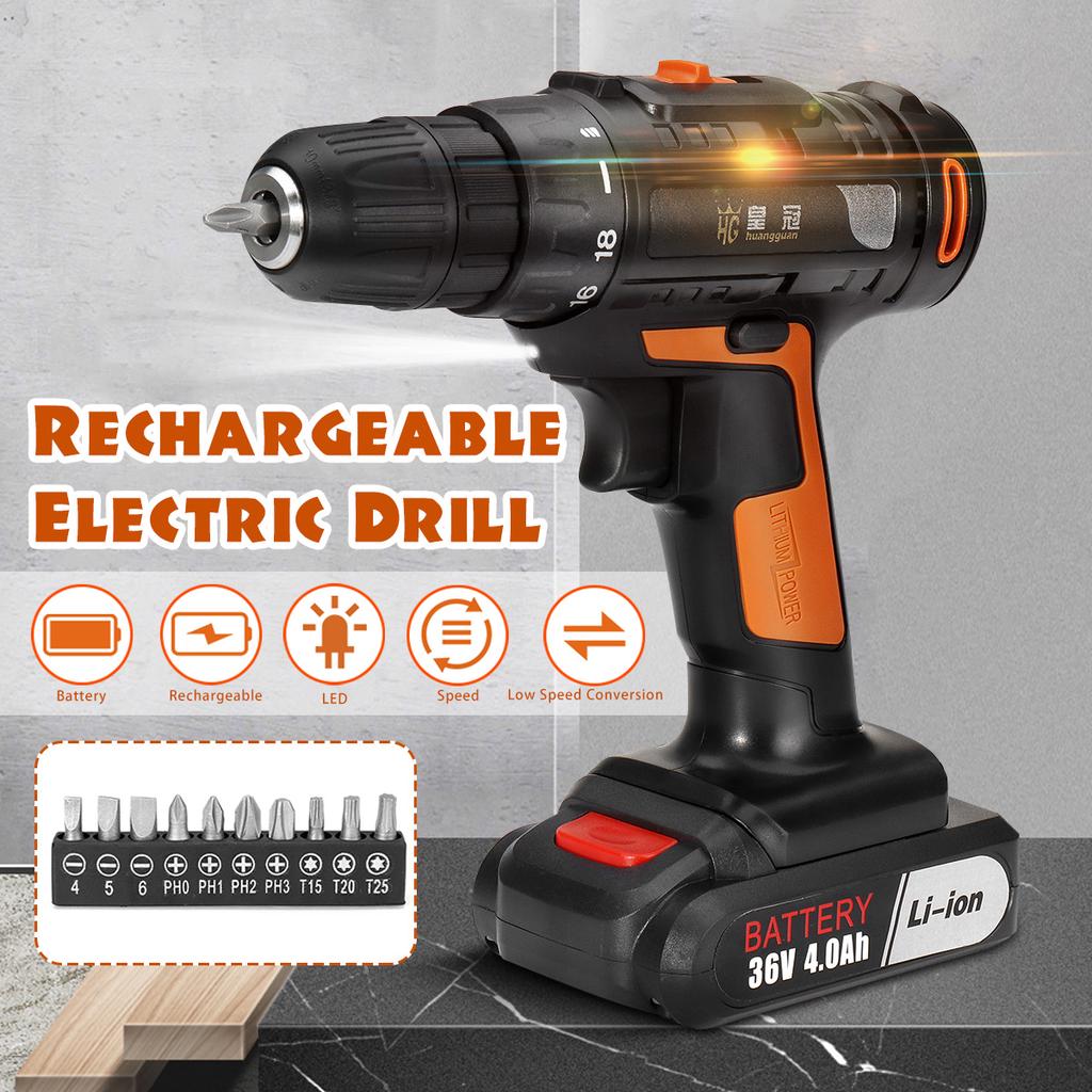 Buy 36V 2 Batteries Cordless Rechargeable Double Speed Electric Drill