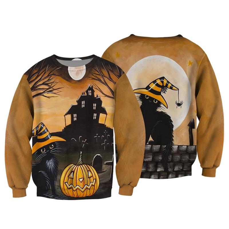 Horror 3D Print Sweatshirts Halloween Harajuku Men Pullover Sweater Long Sleeve Crewneck Streetwear Hoody Clothing Fun Kids Tops