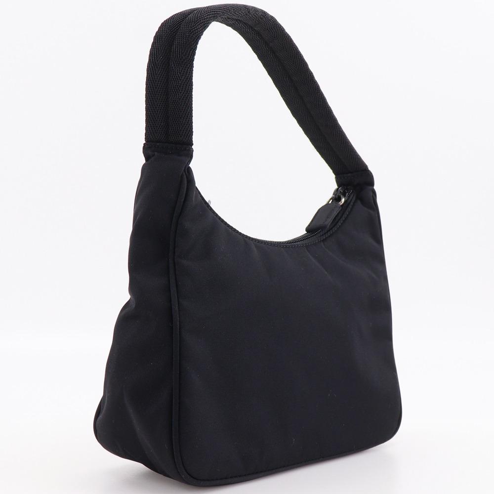 Prada Hobo Schultertasche MV515 Mini Handtasche schwarz Nylon Damen Gebraucht
