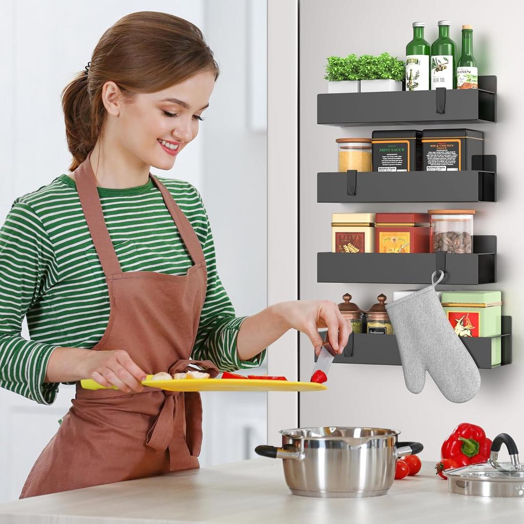 Magnetic Spice Rack Organizer Storage for Refrigerator and Oven Fridge Shelf