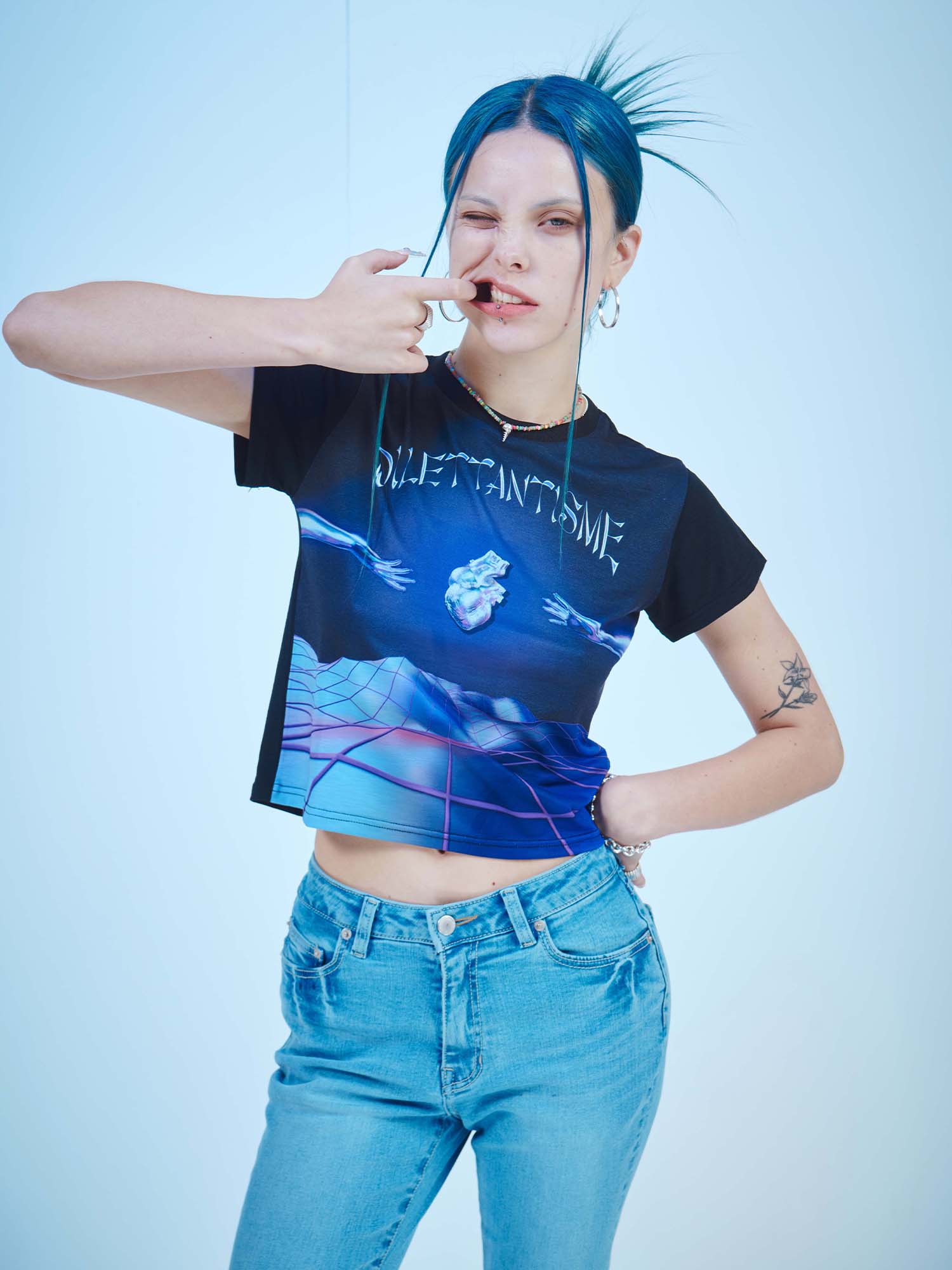 Dilettantism Purple Heart Graphic Crop T-Shirt