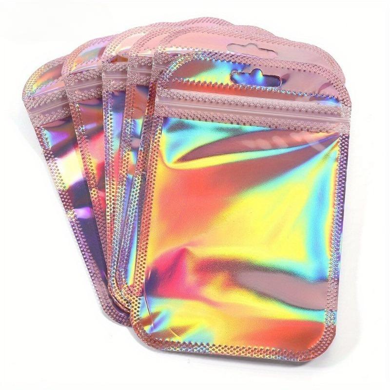 10/20/50PCS Laser Ziplock Bags Iridescent Transparent Plastic Self-Sealing Bag for Jewelry Packaging Cosmetic Retail Display Bag