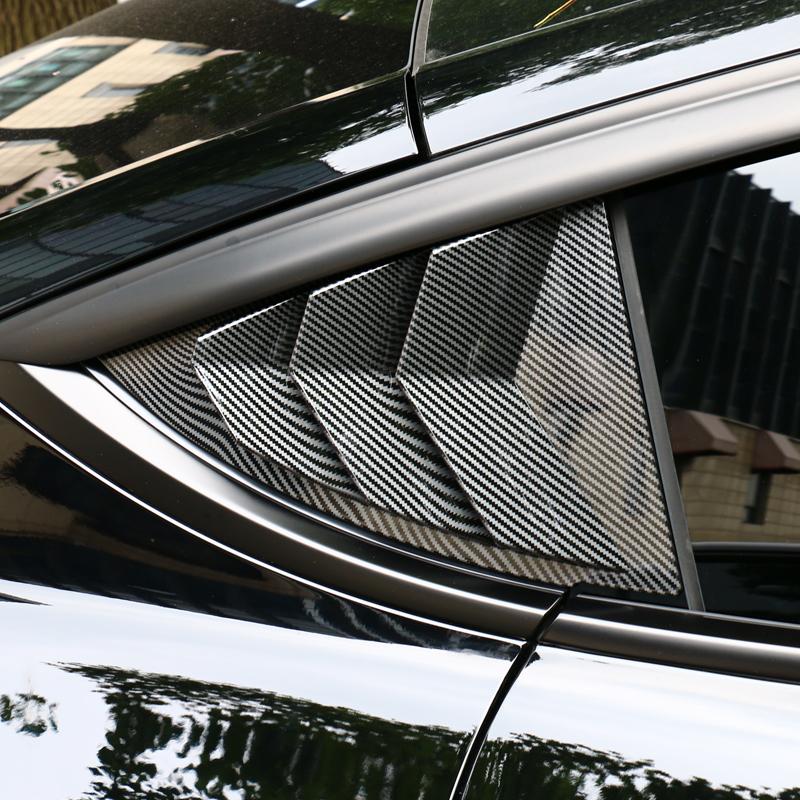 ABS Rear Car Window Shutter Cover for Tesla Model 3/Y 2017-2025 Carbon Fiber Stickers Triangle Decoration Modified Accessories