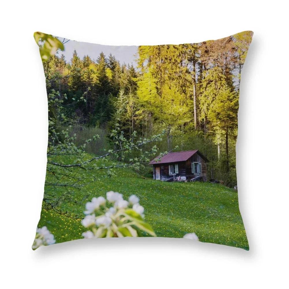 Blue Sky Grassland Square Cushion Cover Soft Pillow Case Bedroom Sofa Car Chair Home Decorative Pillowcases 45X45Cm