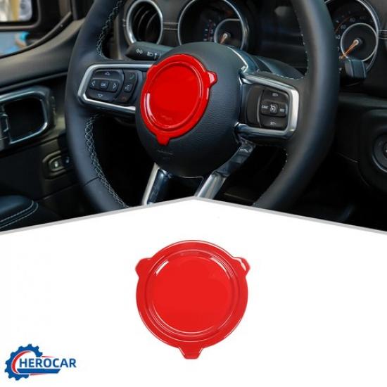 ABS Steering Wheel Center Cover Trim Decoration for Jeep Gladiator JL JT 18+ Red