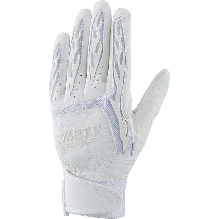ZETT Prostatus Batting Gloves (Pair) High School Baseball Compliant, White (1100), Size S, BG418HS