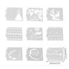 Exquisite Christmas Spraying Drawing Template Portable Washable 3-ring Loose-leaf Stencils Reusable Anti-break for Kids