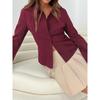 Mode Chemise Rayée Coupe Ajustée pour Femme Manches Longues Blouse Élégante Col de Chemise Bureau Décontracté Hauts Courts Simples Simples Printemps Été Streetwear Vêtements de Base