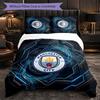 Manchester City Vzor 3dílná povlaková souprava na lůžko Měkký mikrovláknový povlak na přikrývku s povlaky na polštáře do ložnice