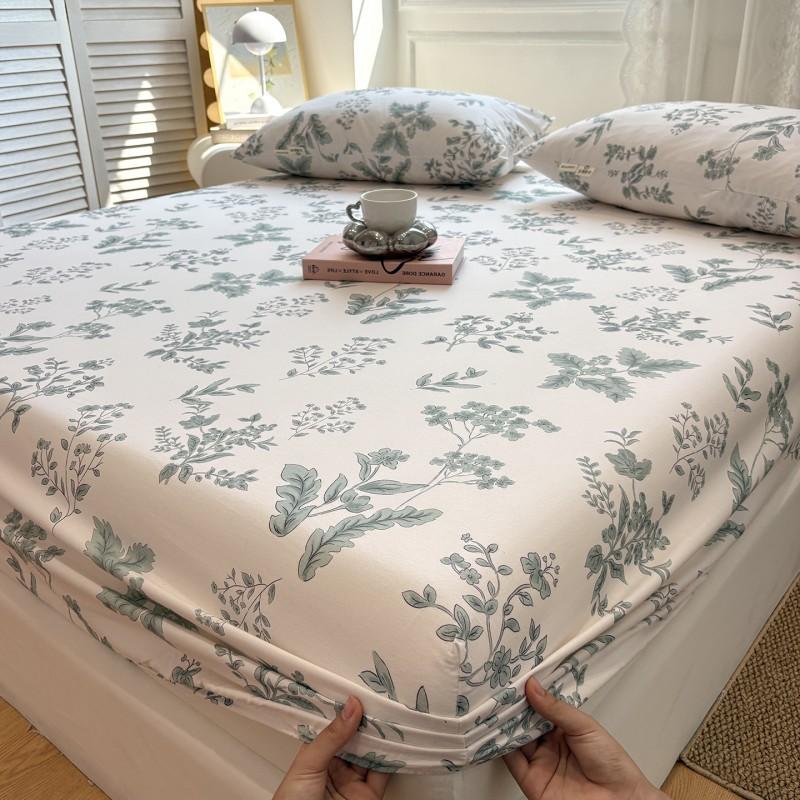 100% Cotton Fitted Sheet Protector Mattress Anti-Slip Bed Cover Modern Minimalist Style 90x190cm To 200x220cm