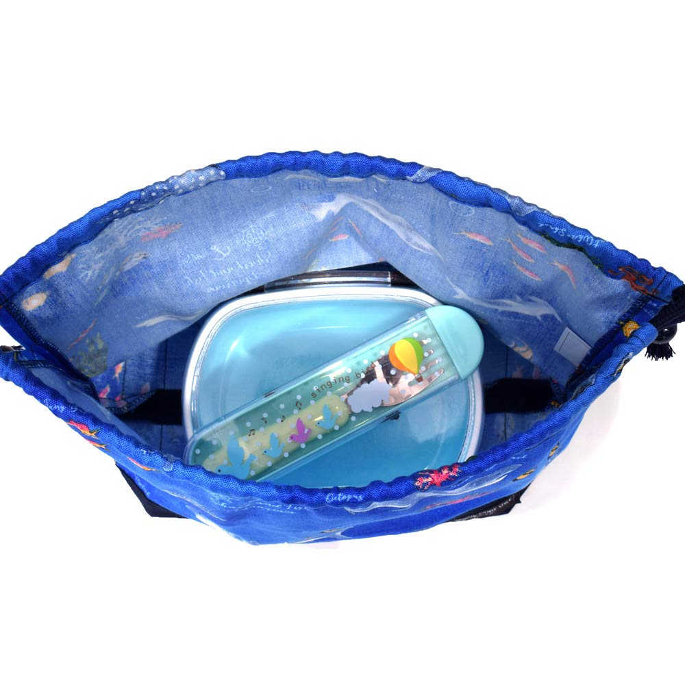 COLORFUL CANDY STYLE Lunch Bag for Medium for Blue N3484800 Boys, Drawstring, Kids, Stylish, Cute, Gusseted, Lagoon,
