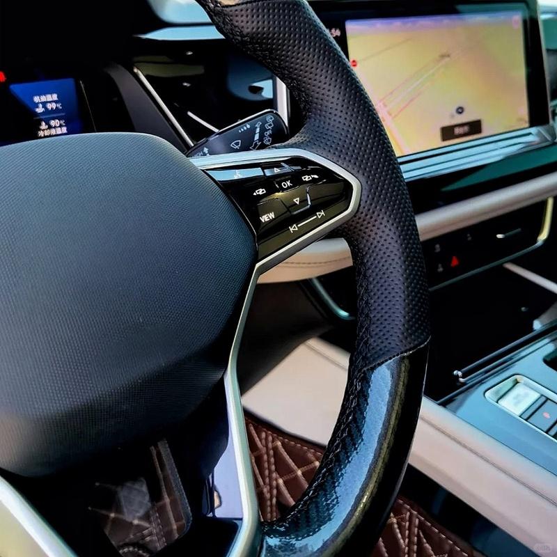 Car Steering Wheel Cover Hand Sewn Carbon Fiber Leather For Volkswagen VW Atlas Golf 8 Mk8 Jetta Sharan Passat B9 Tiguan