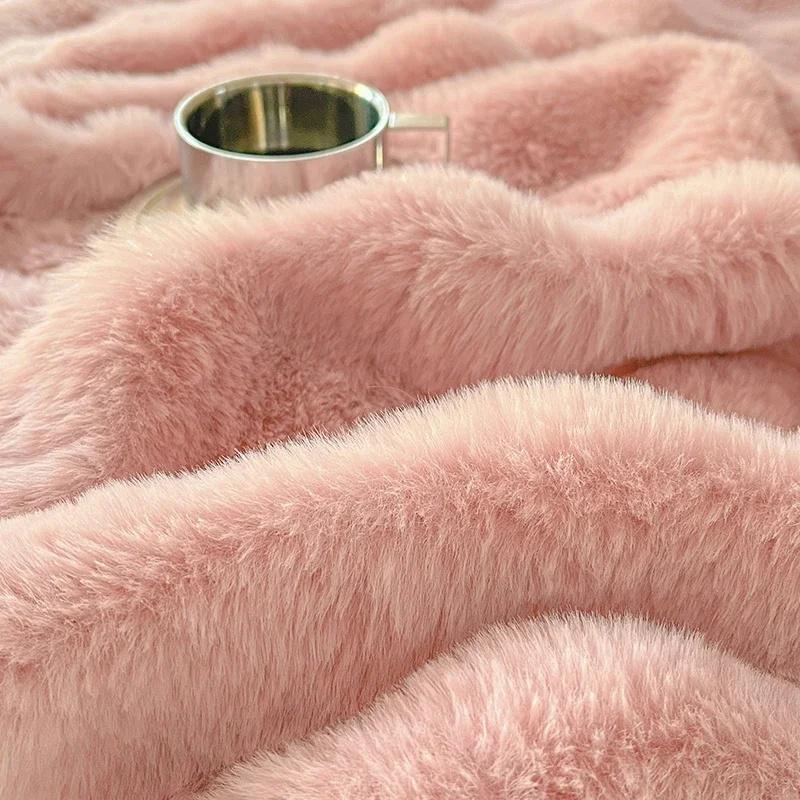Warm Rabbit Plush Bedsheet Winter Thick Mattress Cover Milk Velvet Mattress Protective Cover Quality Velvet Bed Sheets For Home