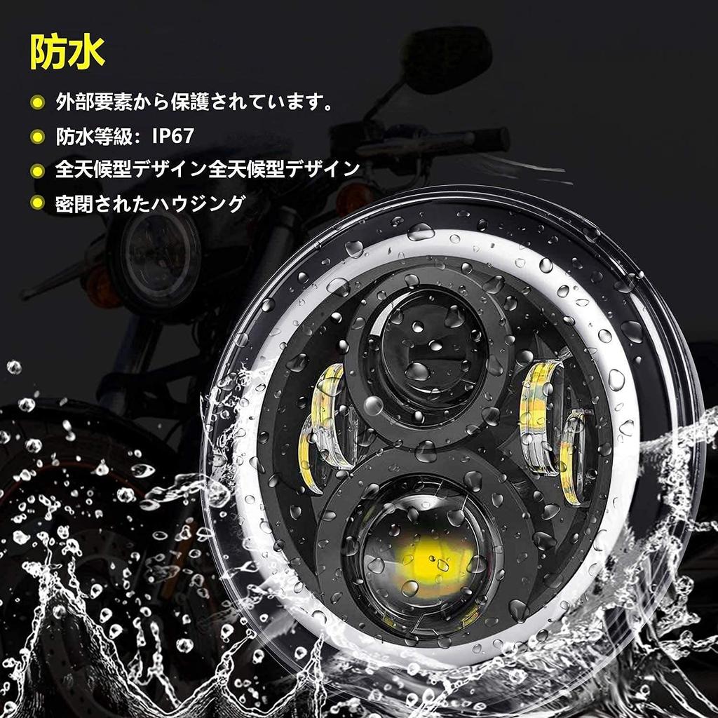 Largoods LED Headlight with Turn Signals and White Compatible with and Honda Cafe 7-inch DRL, Hi/Lo Switch, Ring, Harley, Kawasaki, Suzuki, Yamaha,