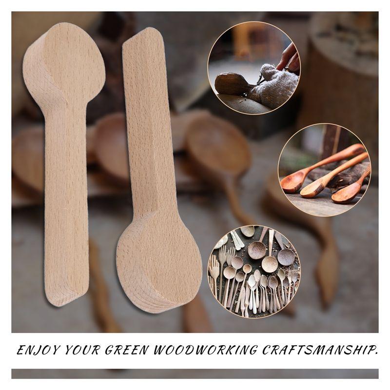 M-Modern-4 Pcs Wood Carving Spoon Blank Beech Wood Unfinished Wooden Craft Whittling Kit For Whittler Starter