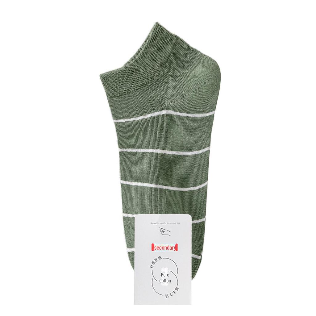 Men's Breathable Cotton Striped Crew Socks - Antibacterial, Deodorant, Sweat-Absorbent for Casual Sports, Spring & Autumn.