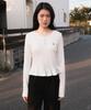DEHEVE Frill Henley Neck Long Sleeve [Ivory]