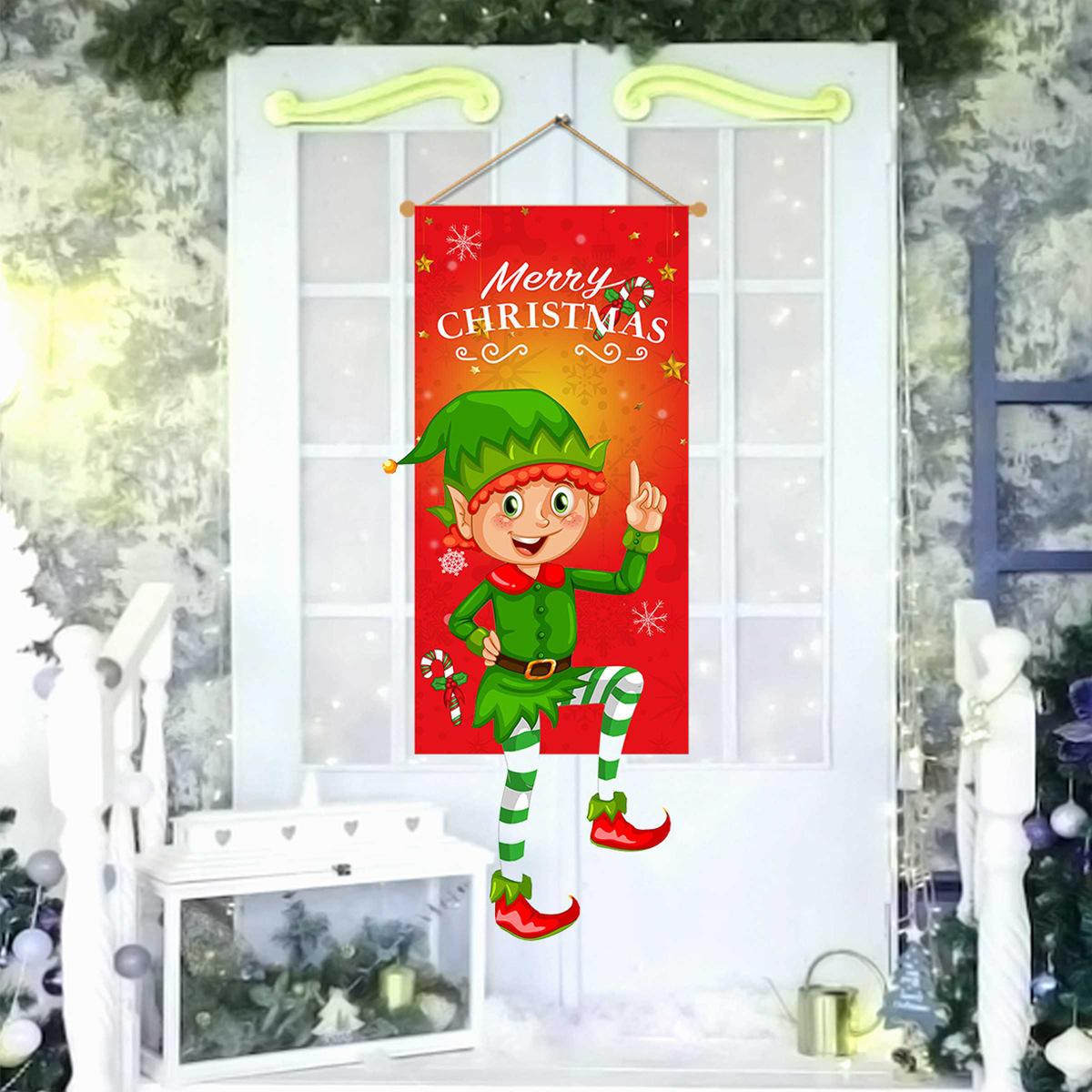 

Christmas Door Hanging Flag, Christmas Wall Hanging Flag Merry Christmas Ornament Christmas Tree Flag for Wall Door Party Decor