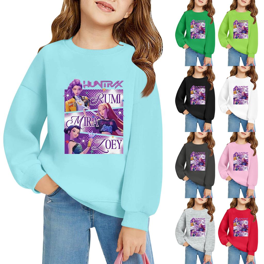 Kids' Long Sleeve Loose Pullover Letter Printed Round Neck Sweatshirt