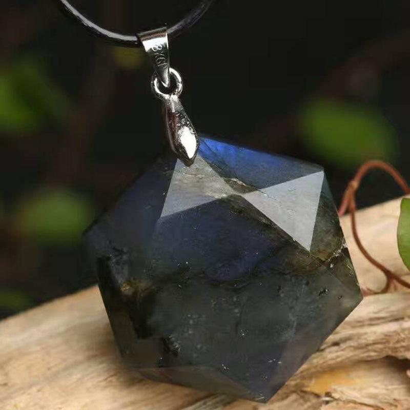 Natural Moonstone Labradorite Six-pointed Star Necklace Pendant Moonstone Hexagonal Star Jewelry