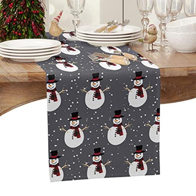 Povlečení Běh na stůl Vánoční Sněhová vločka a skřítek Červený kostkovaný Běhoun na stůl na svatební hostinu Dekorace kuchyňského stolu