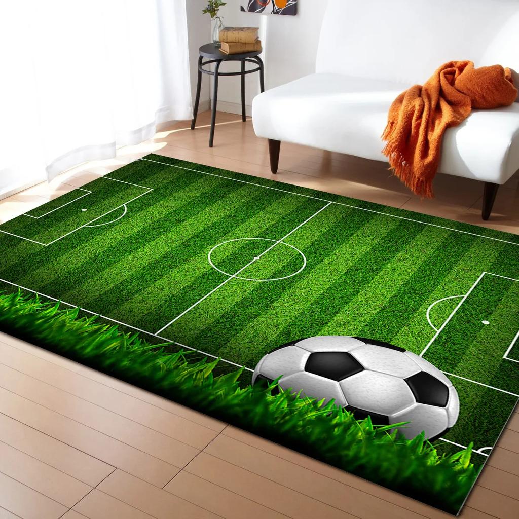 Football Carpet Ball Game Area Rug for Kids Boys Teens Playroom Soccer Doormat Sport Theme Indoor Floor Mat For Living Room Sofa
