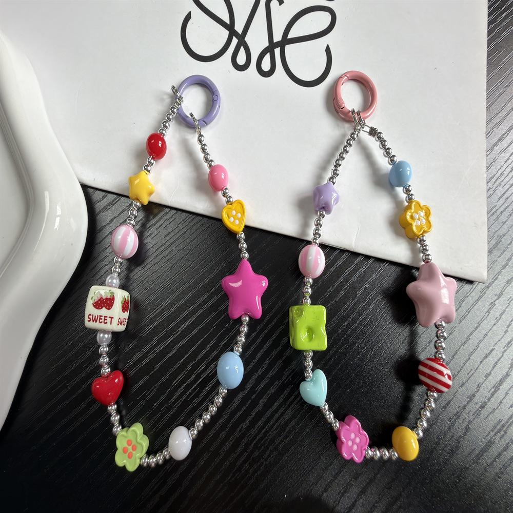 Customized Colorful Star Cheese Lanyard Phone Case Keychain Ornament