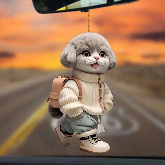 2Pcs Automobile Pendant Vibrant Decor Acrylics Craftsmanship Multipurpose Dog Backpack Charm Car Ornament