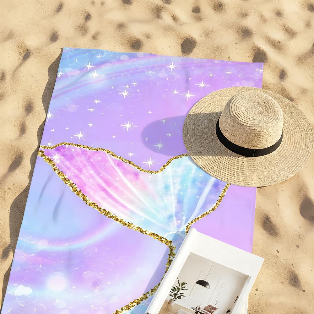 Colourful Mermaid Tail Art Towel Sports Quick Dry Travel Camping Gear Sandproof Soft Light Large Beach Towel