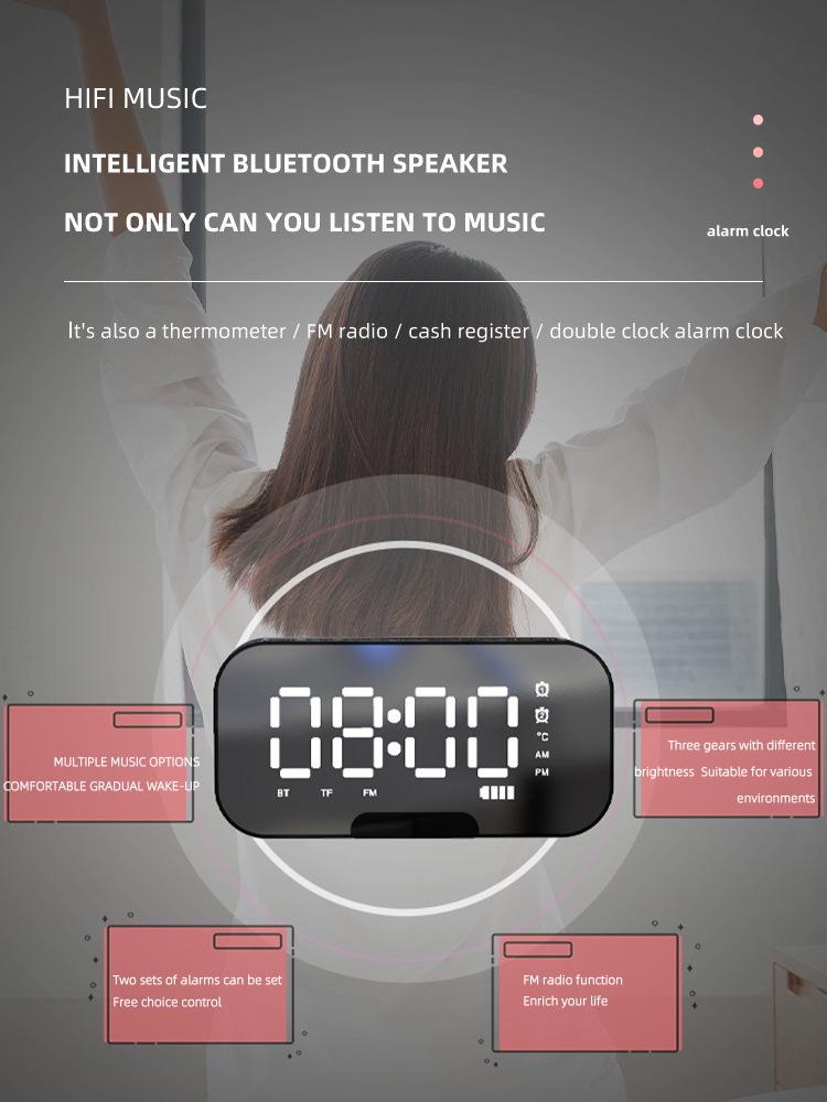 Custom Wireless Bluetooth Speaker Alarm Clock with Mini Card Slot