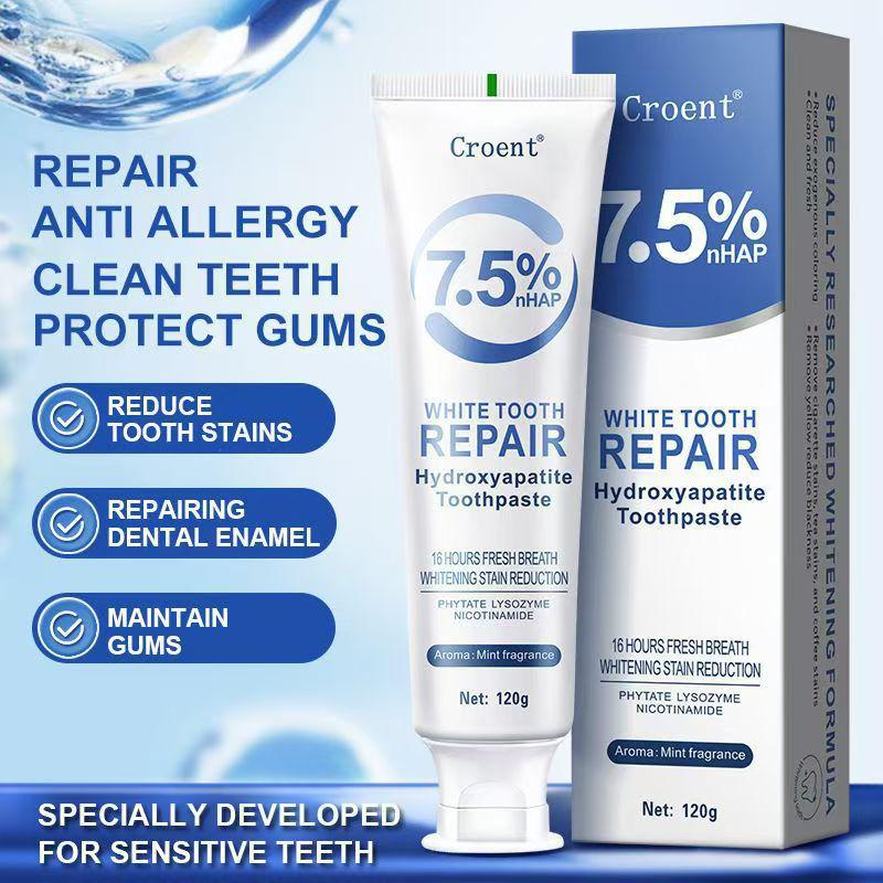 English 7.5% Hydroxyapatite Toothpaste with FDA/MSDS Certification, Fresh Breath, 120g