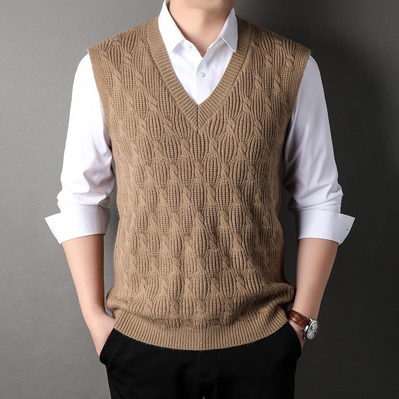 Men's Twisted Loose Knit Vest Bottom Sleeveless Shirt