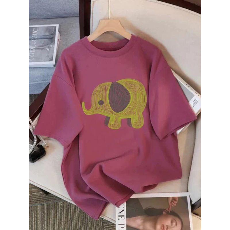 

Raspberry Color Pure Cotton Right-Shoulder Short-Sleeved T-Shirt 150kg Plus Size Women s Clothing 2026 Summer New Style 100kg Loose Top Raspberry Color 3XL