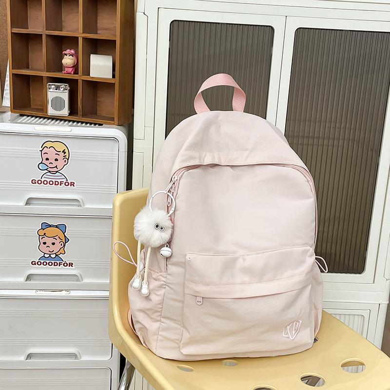 Schoolbag schoolbag female college student solid color simple design junior high school backpack, Korean version ins Mori girl treasure backpack