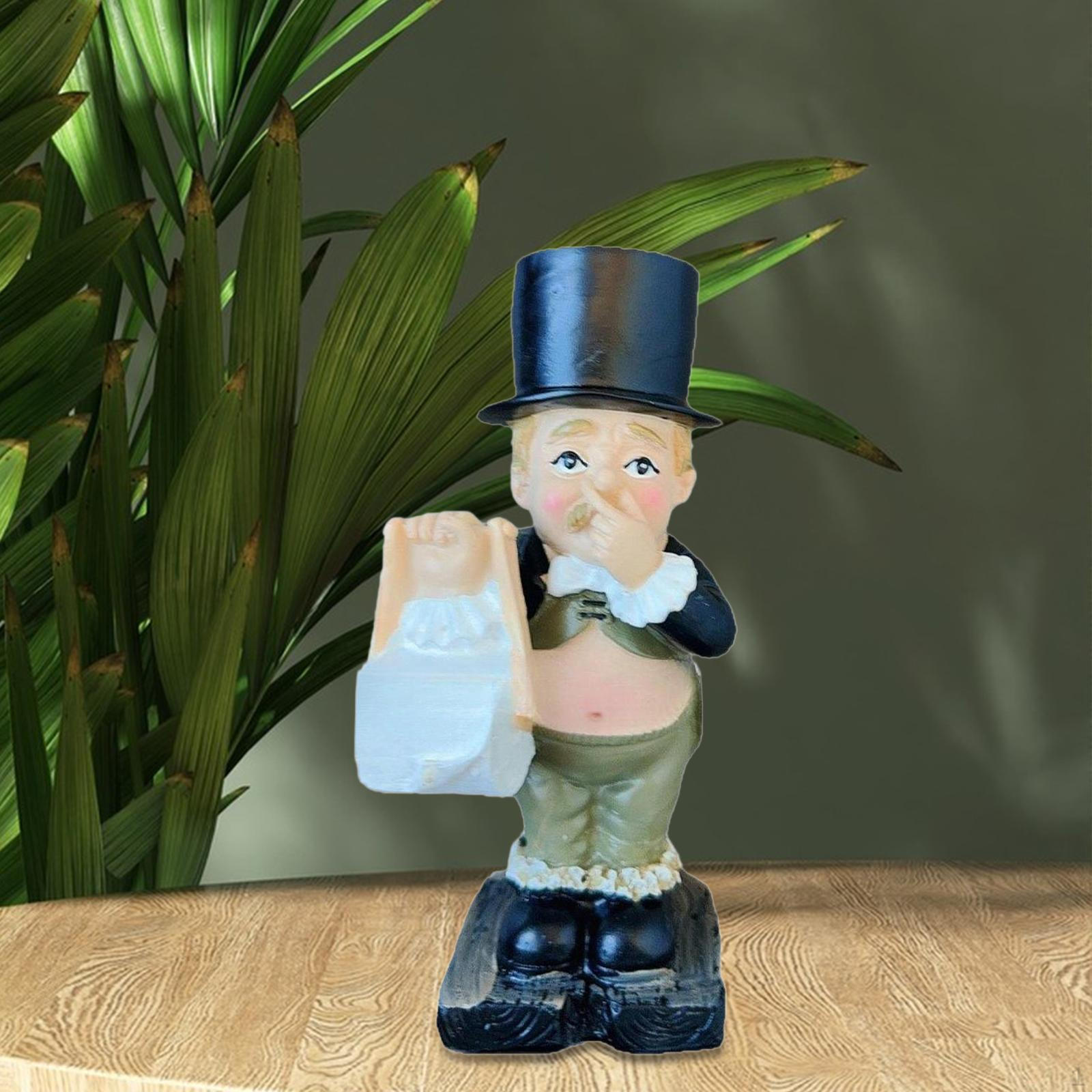 

Resin Boy Statue Desktop Ornament Decoration Collectible Sculpture Toilet Paper Holder Decor for
