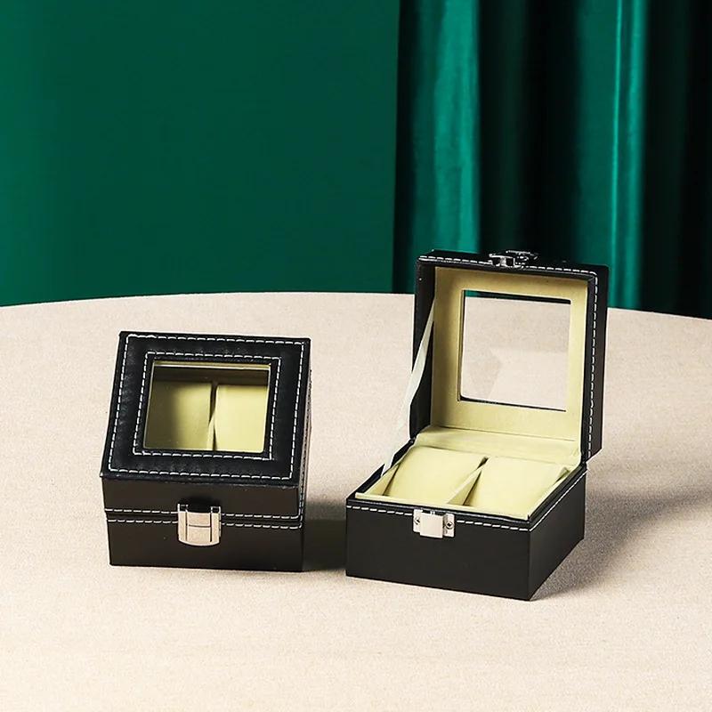 

Органайзер для часов из искусственной кожи, коробки для хранения дорожных часов, стеклянный дисплей, многоцелевой ящик для хранения часов и ювелирных изделий