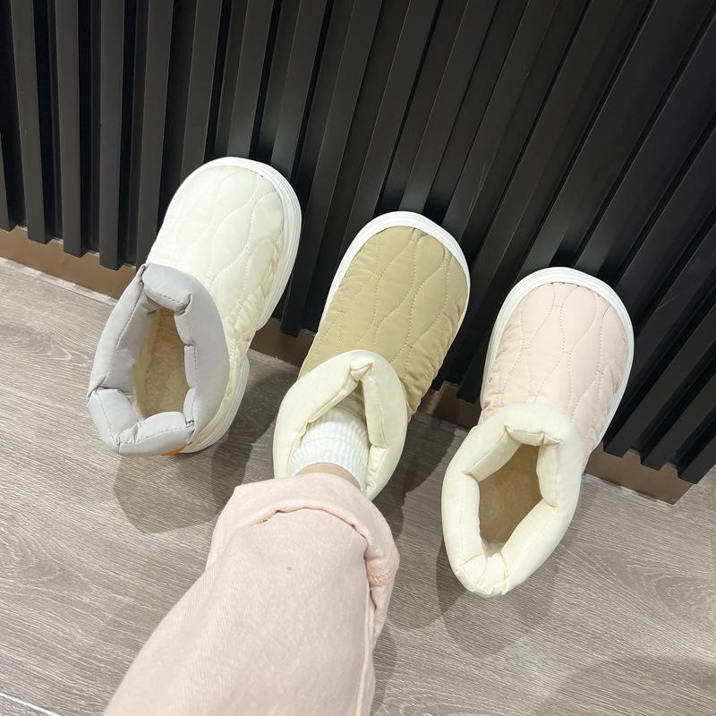 Down cloth cotton slipper bag heel winter warm down thickened fashion outside wear couple indoor cotton shoes