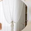 Lace Sheer Door Curtains Luxury Vintage Floral Lace Curtains for Livng Room Room Divider Closet Rod Pocket Hook Top Grommets Top Velcro